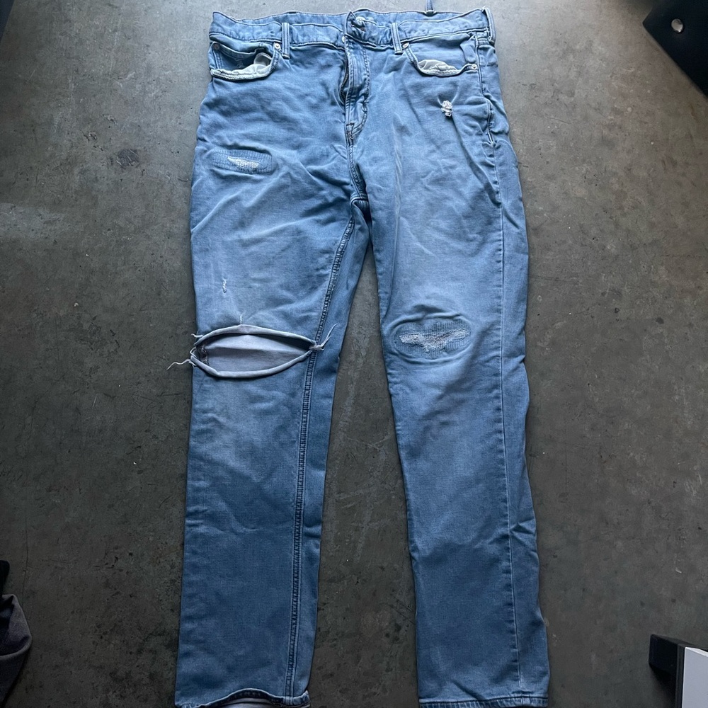 Distressed Light Blue Jeans